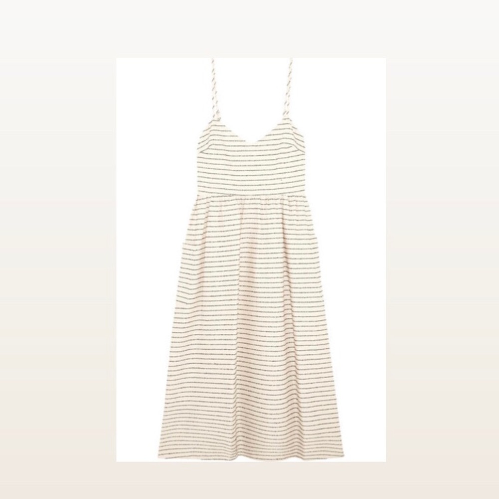 Mara Hoffman Striped Cotton Blend Midi Dress Cream